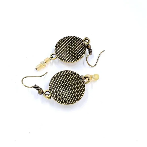 New / Handcrafted - Beautiful Copper & Gold Paint Skin Beaded Fishhook Earrings - Picture 5 of 7